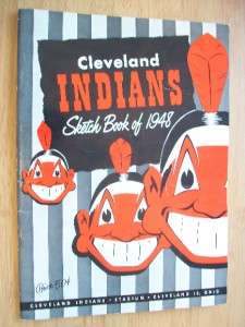 1948 CLEVELAND INDIANS YEARBOOK Sketch Book Bob Feller  