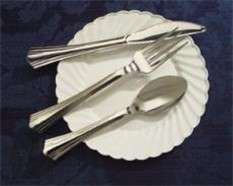   Reflections Plastic Silver Silverware SERVES 150 People Wedding Party