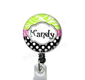 Retractable ID Badge Holder Reel Personalized with your Name  