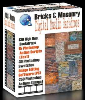 130 Bricks & Masonry Digital Muslin Backdrops For Photoshop, Coral 