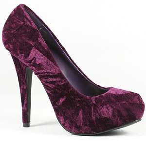 Purple Velvet High Heel Platform Pump Shoes 8.5 us  