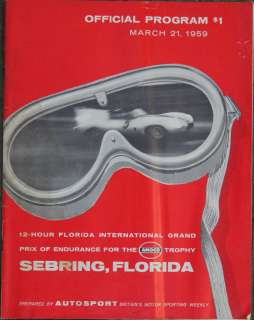Vintage & Rare 1959 Sebring 12 Hours Race Program  
