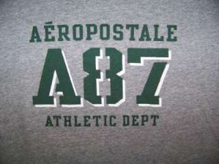 mens AEROPOSTALE TEE gray ATHLETIC T SHIRT graphic MENS size L large 