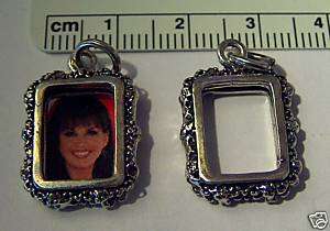 Sterling Silver Hold 2 Picture Photo Rect Frame Charm  
