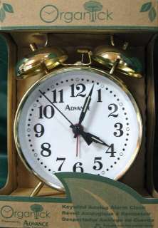 Brass Twin Bells & Hammer Key Wind Alalog Alarm Clock  