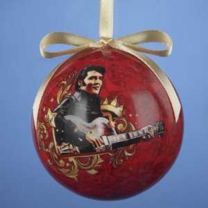  Pack of 12 3.5(80mm) Elvis Red Ball with Gold Bow 