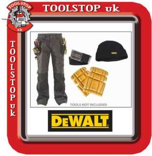 Dewalt Work Set Cargo Trouser Pants Beanie Hat Knee Pads & Belt. 32 