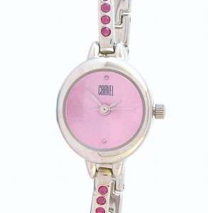 CARVEL Ladies Polished Pink Stones Pink Dial Watch 2  