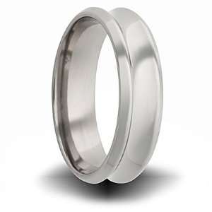  Titanium 8mm Concave Ring with Beveled Edge Jewelry