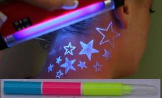 INVISIBLE INK Pens UV Black Light Body Temp Tattoo  
