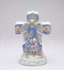 Woman Guardian Angel in Blue Dress with 2 Children Cros