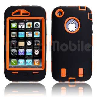 Hard Case w/ Soft Skin Rubber Silicone Cover For iPhone 3G 3GS Black 