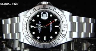 Mens Rolex 16570 Explorer II Stainless Steel D Serial 2005 Black 