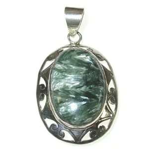  Oval Seraphinite and Sterling Silver Pendant