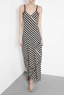 DKNY  Striped Spaghetti Strap V Neck Maxi Dress by DKNY