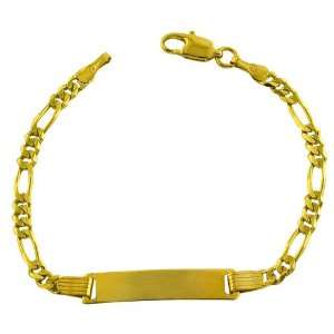  14 Karat Yellow Gold Figaro Baby Id Bracelet Jewelry