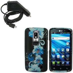  iFase Brand LG Nitro HD P930 Combo Blue Flower Protective 