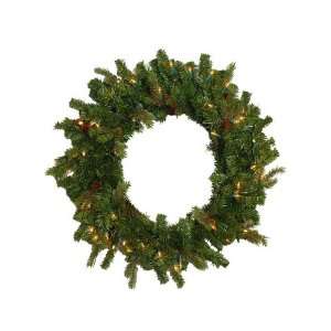   Fir Pre Lit Artificial Christmas Wreath   Clear Lights