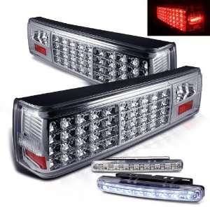   87 93ford Mustang Chrome Led Tail Lights Taillights + 8 Led Bumper Fog