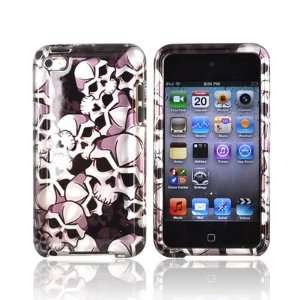  For Apple iPod Touch 4 Hard Case Cover SILVER Skulls 
