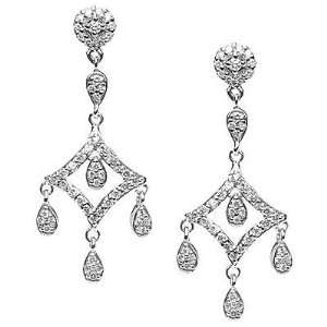  14K White Gold Diamond Drop Earrings (3/4Cttw, SI Clarity 
