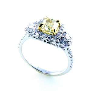  Two Tone Gold 1.68 Carats Total Natural Fancy Color Diamond Ring
