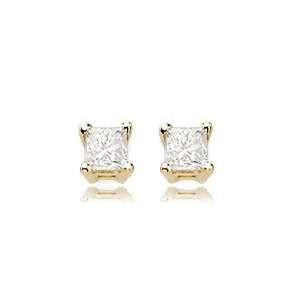  .25ct Princess Cut Diamond 14K Yellow Gold Stud Earrings Jewelry