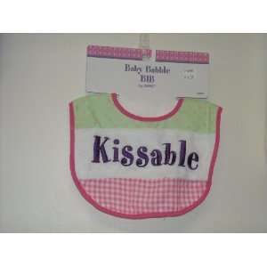  Valentine Baby Bib Kissable Pink & Green Baby