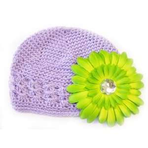   Fits 0   9 Months With a 4 Lime Green Gerbera Daisy Flower Hair Clip