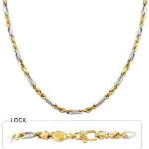  20.60gm 14k Two Tone Gold Rope Chain Necklace 18 3.40mm 