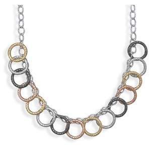 com Four Tone Circle Rope Ring LinkNecklace 14K Yellow and Rose Gold 