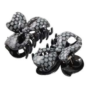   Pcs Flower Printed Plastic Hair Claws Clips Black for Women Beauty