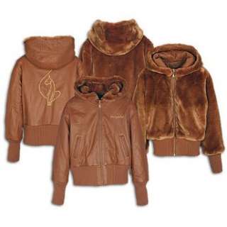    Baby Phat Womens Reversible Leather Hooded Jacket Clothing