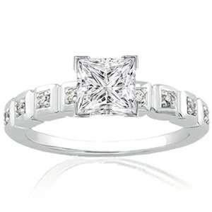  1 Ct Princess Cut Diamond Engagement Ring Bezel Set 14K 