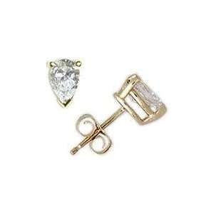   Pear Diamond Solitaire Earrings in 18 kt. Yellow Gold SZUL Jewelry