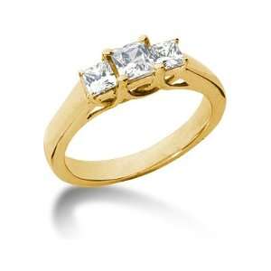   04CTW Trellis Three Stone Princess Cut Diamond Ring in 14k Yellow Gold