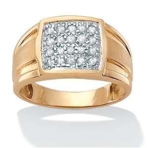  PalmBeach Jewelry 18k Gold Over Silver Diamond Mens Ring Jewelry