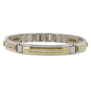  1/2 Carat Diamond Stainless Steel 14k Yellow Gold Bracelet 