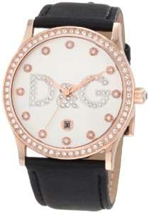   Womens DW0501 Gloria Rose Gold Silver Dial Black Strap Watch Watches