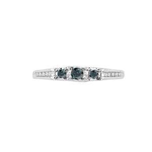   Silver Blue And White Round Diamond Promise Ring (1/5 cttw) Jewelry