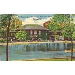 1940s Vintage Postcard Lincoln Park Boat House and Recreation Center 