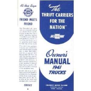 1941 CHEVROLET TRUCK Full Line Owners Manual User Guide