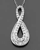    Diamond Necklace 14k White Gold Diamond Infinity Pendant 1/2 