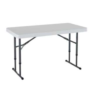 Lifetime 80160 4 Foot Commercial Adjustable Height Folding Table White 