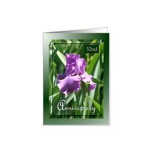  32nd Anniversary ~ Flower / Purple Iris and leaves Card 