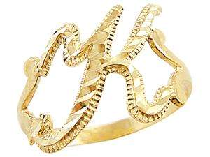      Letter Ring K Initial Band 14k Yellow Gold Cursive Alphabet