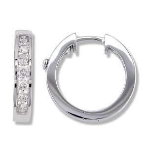  3/4 Carat Channel Set Diamond Earrings in 14k White Gold 