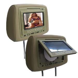 New Tan Headrest Pair 7 LCD Monitors and Region Free DVD Players USB 