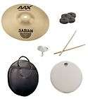 Sabian 8 AAX Splash Pack w/Cymbal Bag, Snare Head, Drumsticks, Drum 