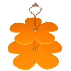  2 Tier Yellow Acrylic Daisy Cake Stand 19cm 23cm Overall 